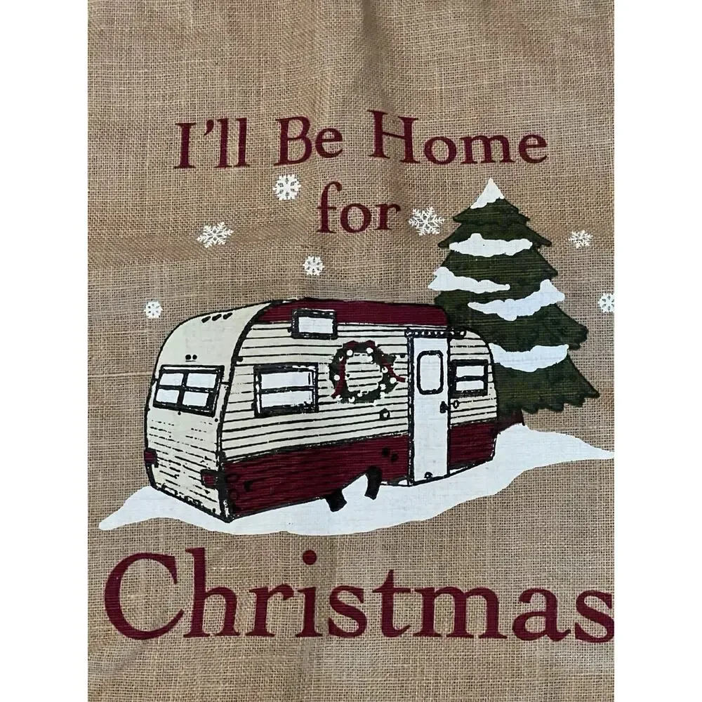 30x20 XLarge Canvas Santa Sack Drawstring Reusable Gift Bag RV Painted Scene